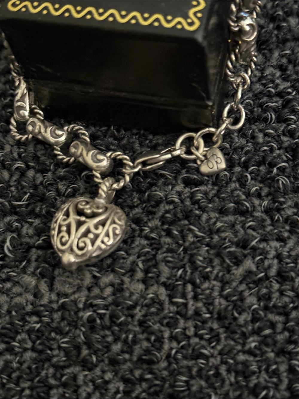 Brighton Silver-Tone Heart Charm Bracelet